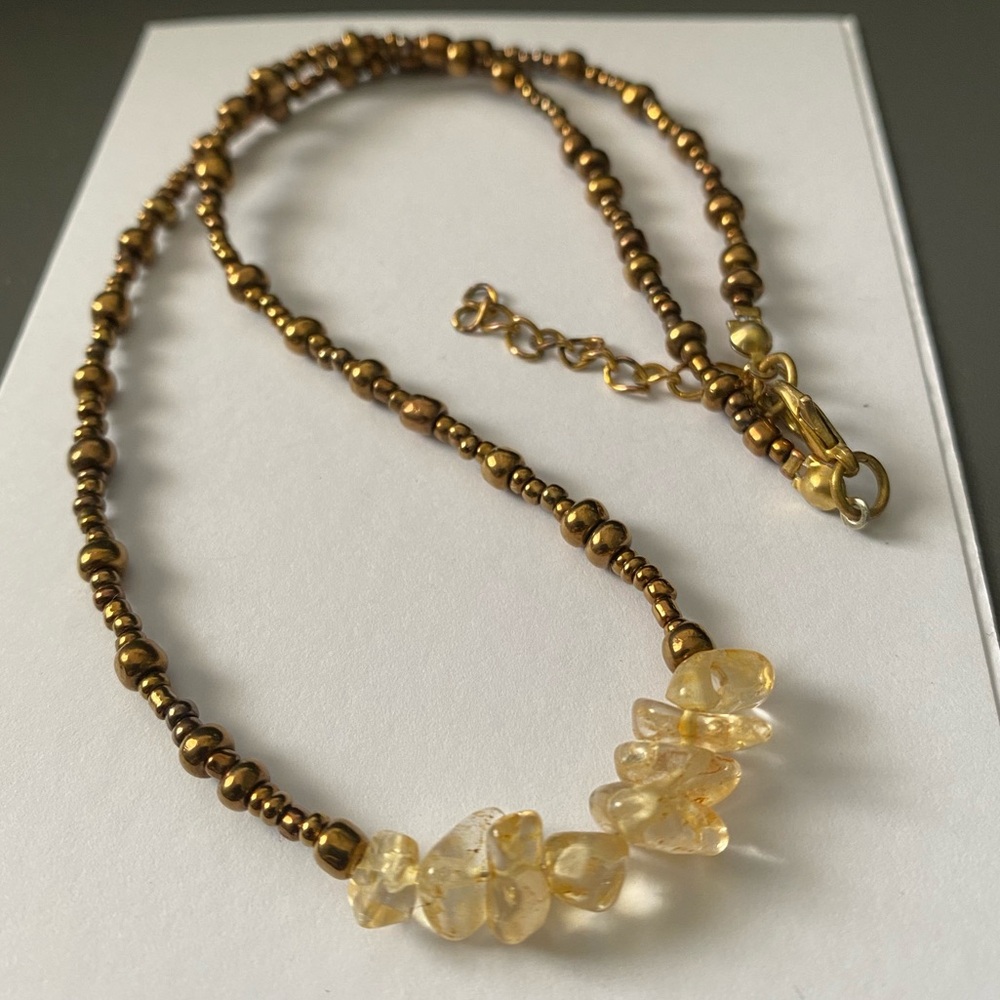 Citrine & Glass Beaded Necklace